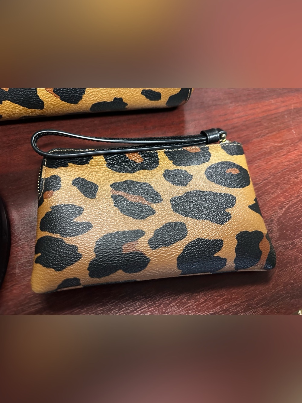 Coach Leopard Print Mini Satchel with Card Case - Tan/Black - Picture 4 of 9